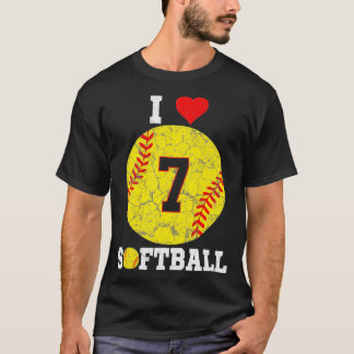 T-shirt Softball Numéro #7 Softball Lover Cadeau Vintage R