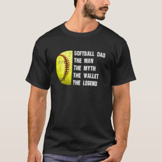 T-shirt Softball Papa L'homme Le Mythe Le Portefeuille Pèr