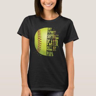 T-shirt Softball Papa Mon Joueur favori Softball M'appelle