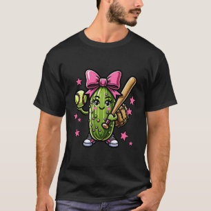 T-shirt Softball Pickle Sports Girls Baseball Avec Bo Rose