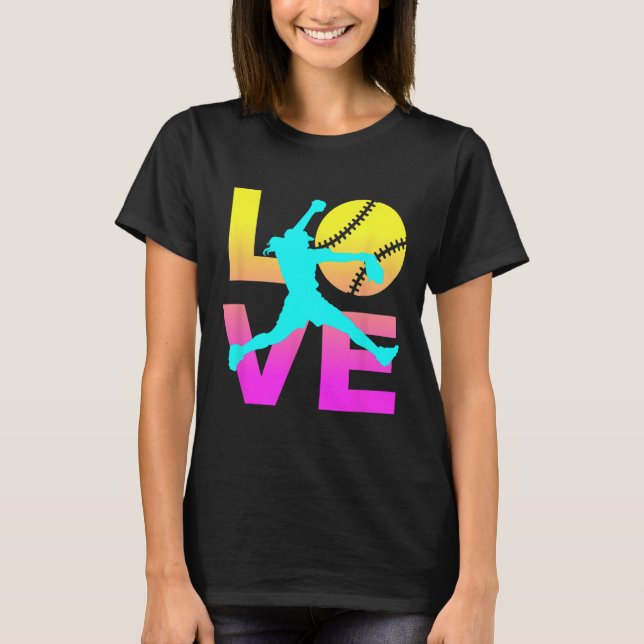 T-shirt Softball Shirts For Girls Love  (Devant)