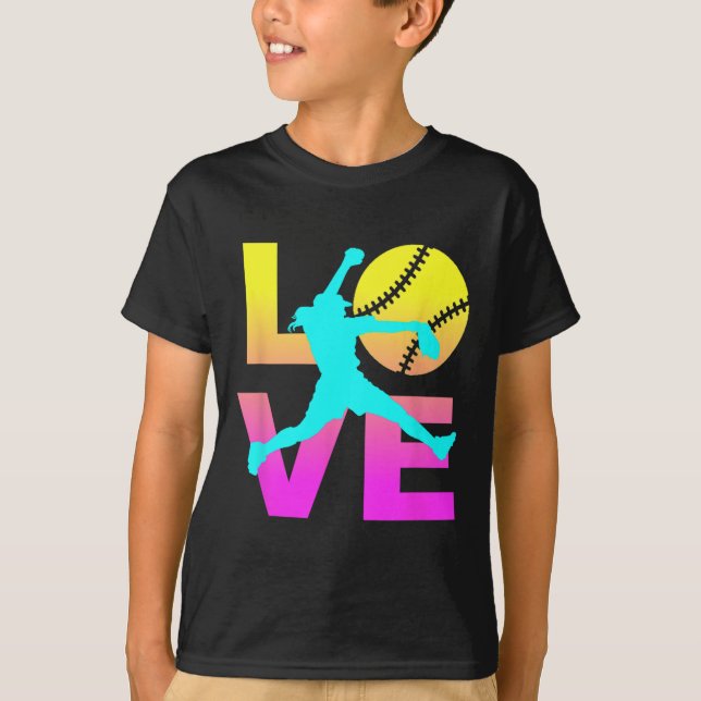 T-shirt Softball Shirts For Girls Love  (Devant)