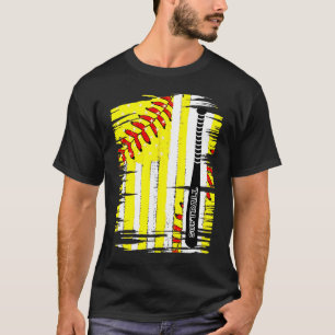 T-shirt Softball Softball Player US Drapeau Thématique Spo