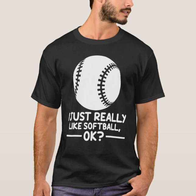 T-shirt Softball Sports J'Aime Vraiment Softball Ok (Devant)