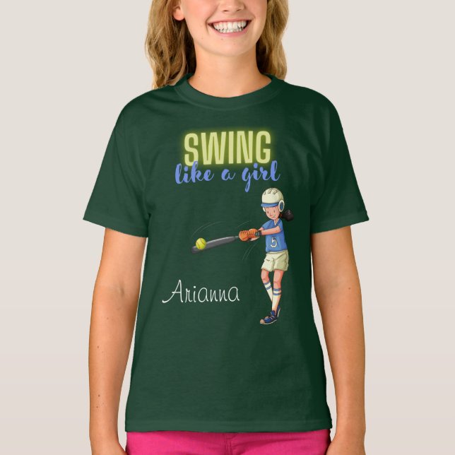 T-shirt Softball Swing Like A Girl  (Devant)