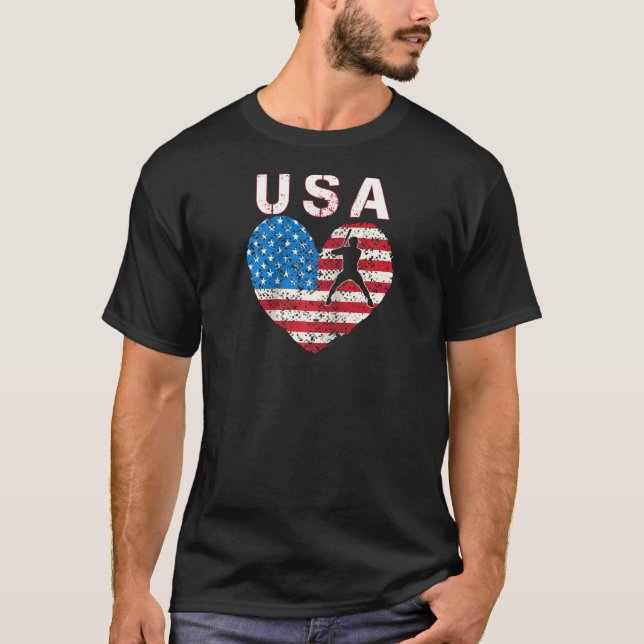 T-shirt Softball Usa Team American Flag Us Softball Hommes (Devant)