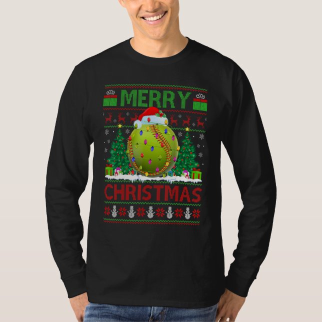 T-shirt Softball   Xmas Tree Ugly Santa Softball Christmas (Devant)