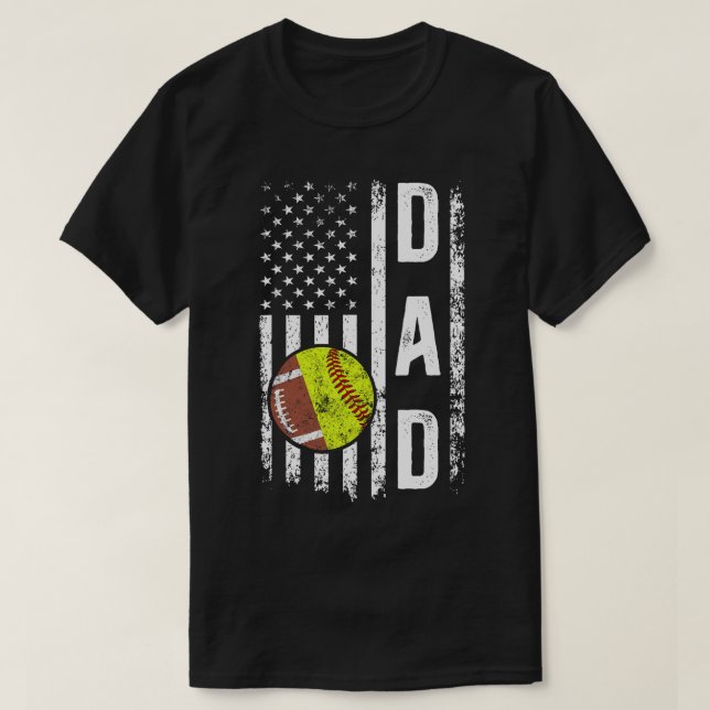 T-shirt SoftballPapa US DrapeauSoftball père (Design devant)