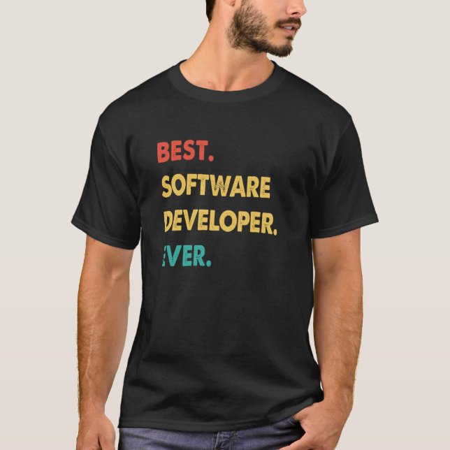 T-shirt Software Developer Retro Best Software Developer E (Devant)