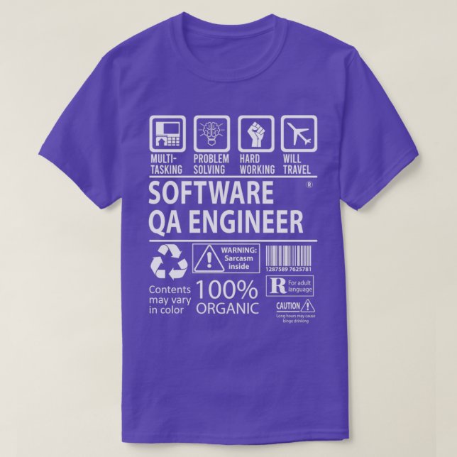 T-shirt Software Qa Engineer MultiTasking Certified Job Gi (Design devant)