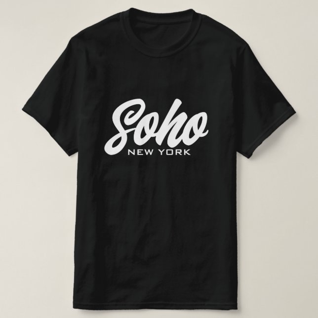 T-shirt Soho New York typographie en noir et blanc (Design devant)