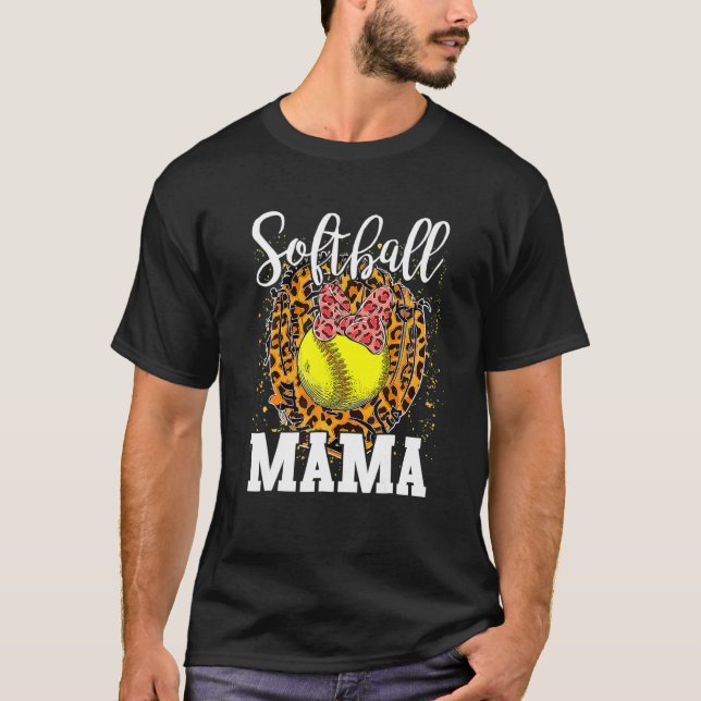 T-shirt Soiball de baseball Mama Leopard Teeball Maman (Devant)