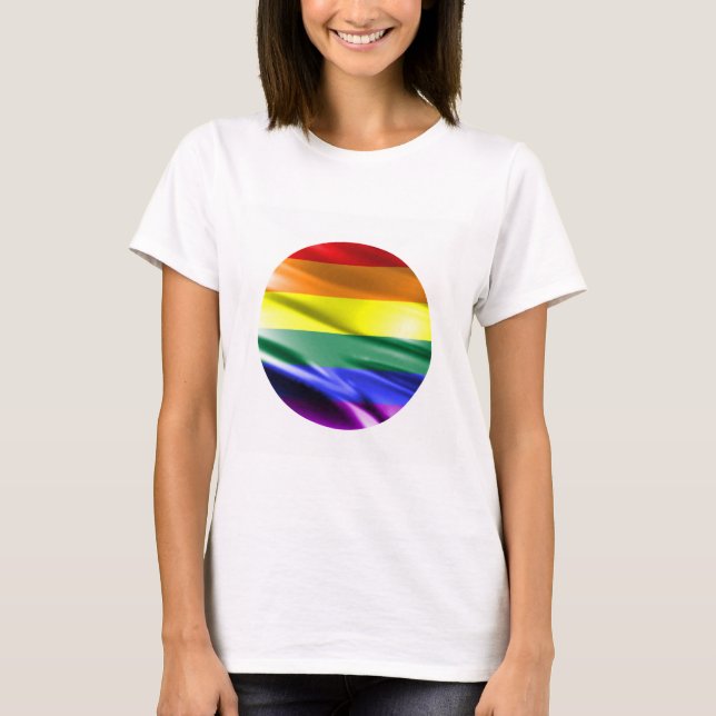 T-SHIRT SOIE DE CARRÉ DE DRAPEAU D'ARC-EN-CIEL (Devant)