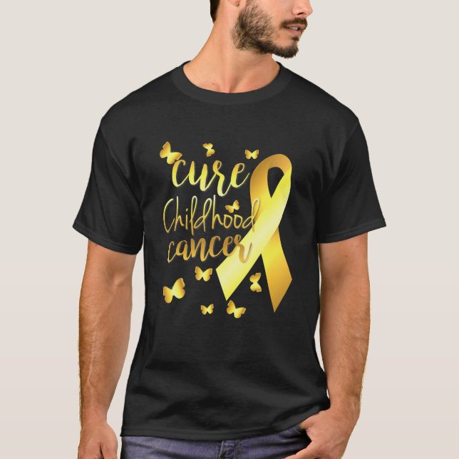 T-shirt Soigner Le Cancer De L'Enfance Avec Le Ruban D'Or  (Devant)