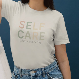 T-shirt Soin de soi, typographie cosy, esthétique chaleure