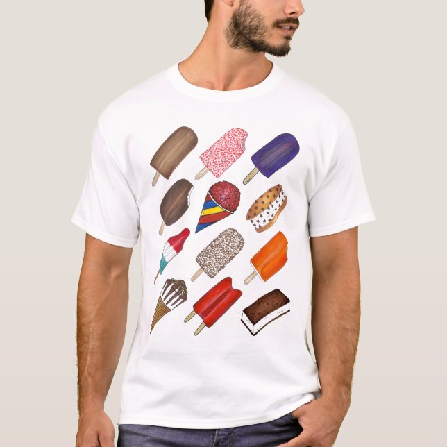T-shirt Soins d'été Crème de glace Camion Homme Popsicle P (Devant)