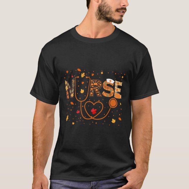 T-shirt Soins infirmiers Thanksgiving Day Stethoscope Fall (Devant)