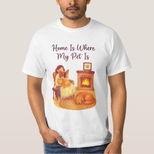 T-shirt Soirée cosy par cheminée Vintage Pet Lover Tee