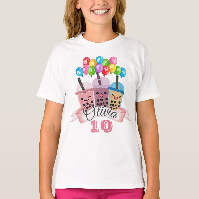 T-shirt Soirée d'anniversaire de la fête du thé Boba (Devant)