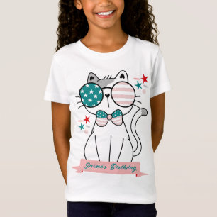 T-Shirt Soirée d'anniversaire Patriotique Cute Cat