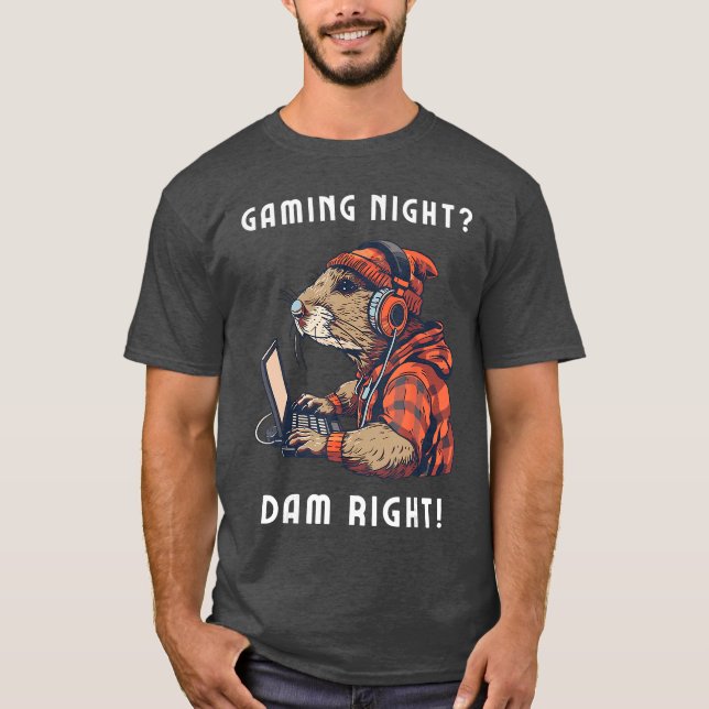 T-shirt Soirée de jeu Gaming Beaver Amusing Amateur de jeu (Devant)