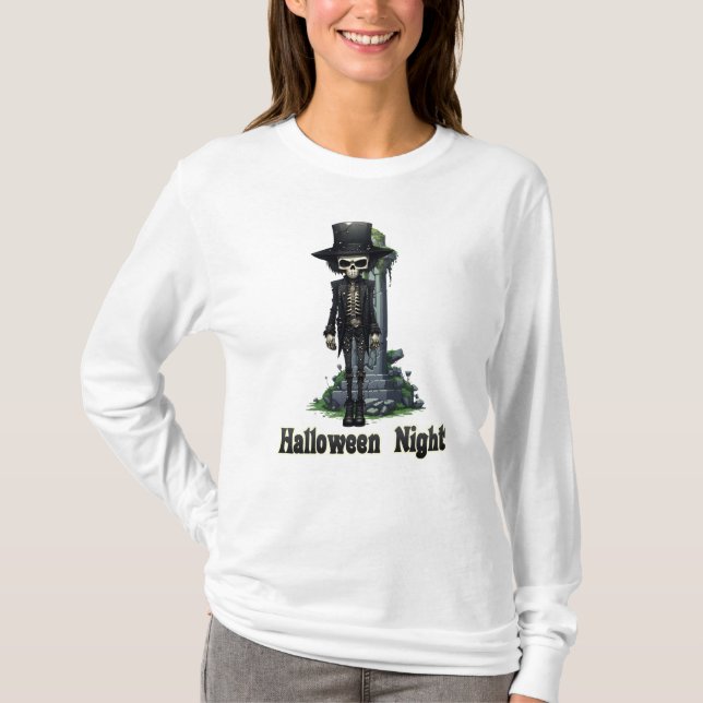 T-shirt Soirée d'Halloween du crâne (Devant)