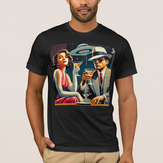 T-shirt Soirée Gangster Martini de l'ère spatiale Las Vega (Devant)