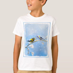 T-shirt Soirée Grosbeak Peinture - Cute Original Chien Art