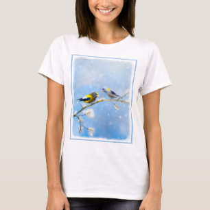 T-shirt Soirée Grosbeak Peinture - Cute Original Chien Art