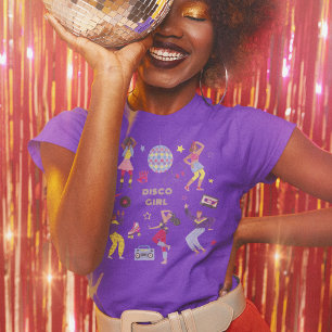 T-shirt Soirée Rétro Millésime Roller Disco Violet Groovy
