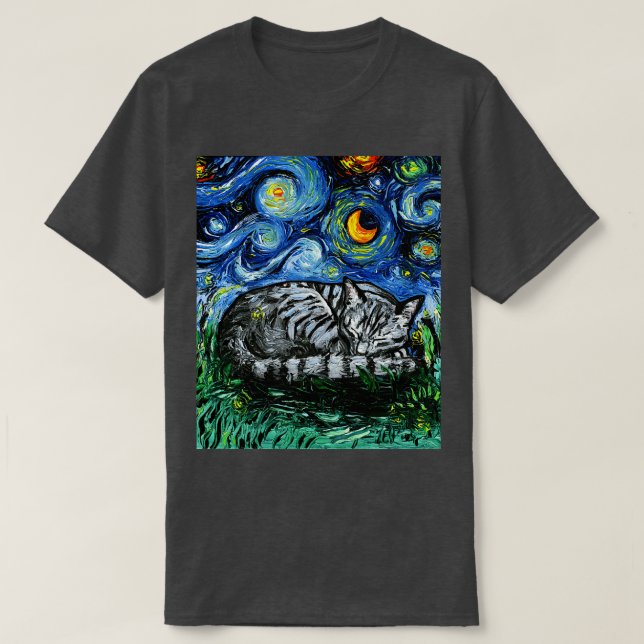 T-shirt Soirée Tabby Gris Sleepy (Design devant)