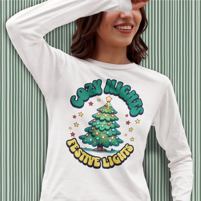 T-shirt Soirées douillettes, lumières festives Arbre de No (Créateur téléchargé)