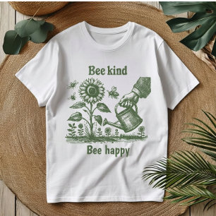 T-shirt Sois Gentil Abeille Heureux Vintage Tournesol Éco-