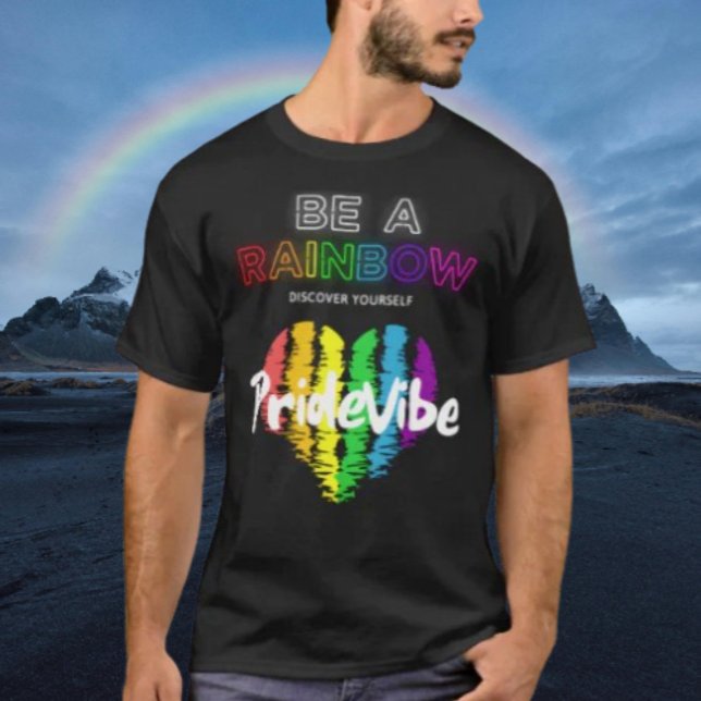 T-shirt Sois un Arc-en-Ciel Découvre-toi FiertéVibe Devant (Créateur téléchargé)