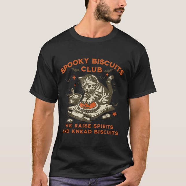 T-shirt Soky Biscuits Club Cat, Funny Halloween Baking  (Devant)