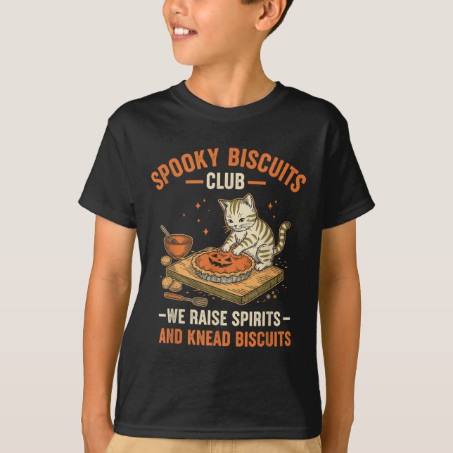 T-shirt Soky Biscuits Club Funny Halloween Cat Baking (Devant)