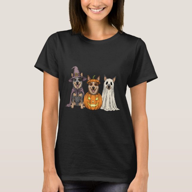T-shirt Soky Ghost Blue Heeler Pumpkin Halloween Dog Lover (Devant)
