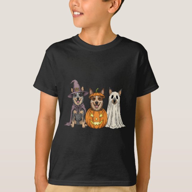 T-shirt Soky Ghost Blue Heeler Pumpkin Halloween Dog Lover (Devant)