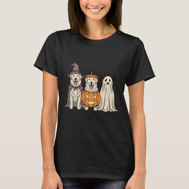 T-shirt Soky Ghost Great Pyrenees Pumpkin Halloween Dog Lo (Devant)