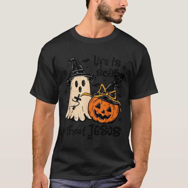 T-shirt Soky Life Is Y Without Jesus Christian Halloween  (Devant)
