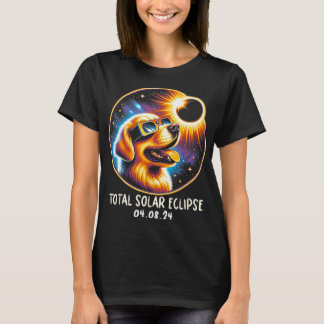 T-shirt Solaire Eclipse Golden Retriever Portant des lunet