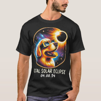 T-shirt Solaire Eclipse Golden Retriever Portant des lunet