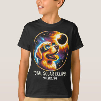 T-shirt Solaire Eclipse Golden Retriever Portant des lunet