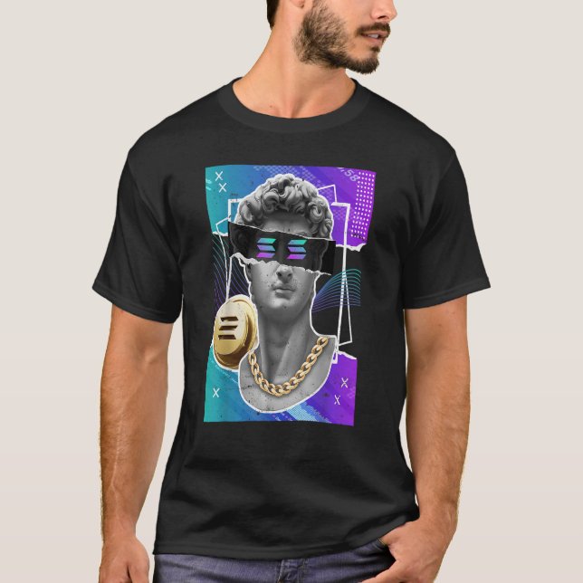 T-shirt Solana Crypto Token Modern Art Statue Cryptocurren (Devant)