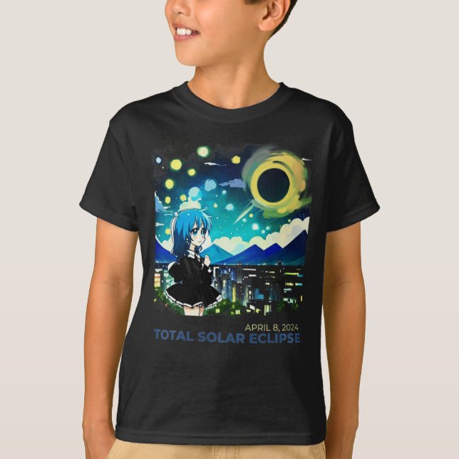 T-shirt Solar Eclipse 2024 Anime Style Art (Devant)
