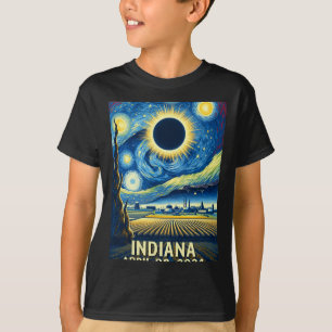 T-shirt Solar Eclipse 2024 Indiana Starry Night