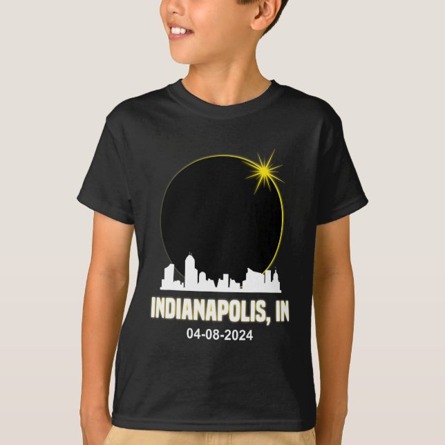 T-shirt Solar Eclipse 2024 Indianapolis Skyline Indiana Ec (Devant)