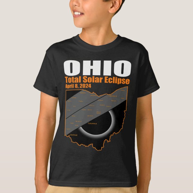 T-shirt Solar Eclipse 2024 State Ohio Map Total Solar Ecli (Devant)