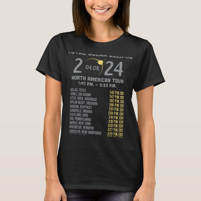 T-shirt Solar Eclipse 2024 Totalité Avril 8 Hommes Femmes  (Devant)
