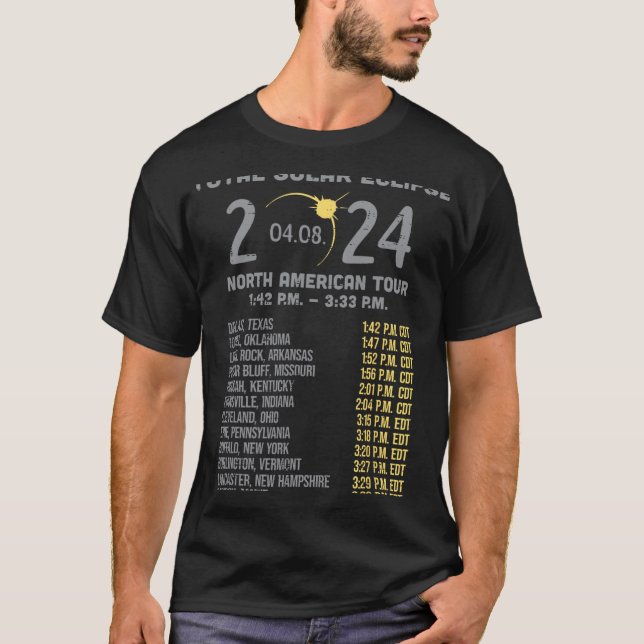 T-shirt Solar Eclipse 2024 Totalité Avril 8 Hommes Femmes  (Devant)